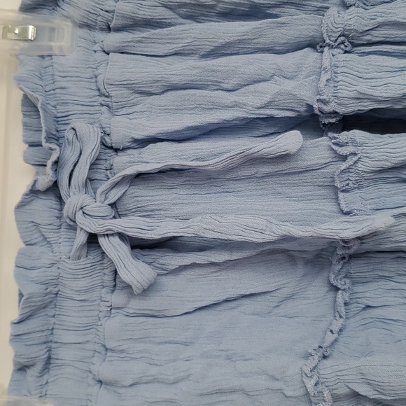 Ruched Off Shoulder Top With Tie Front Skirt Set b37 - Picture 7 of 11